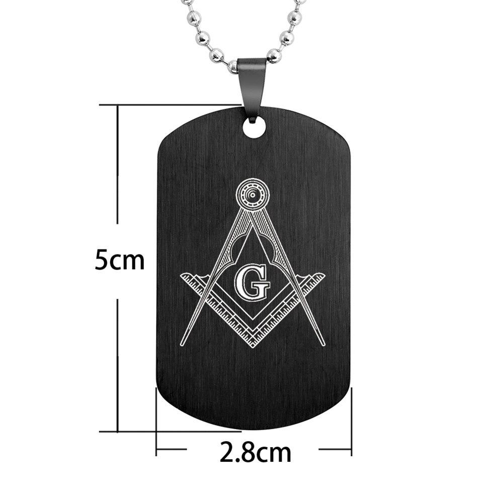 Master Mason Blue Lodge Necklace - Square & Compass G Stainless Steel