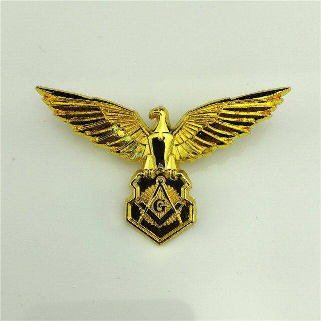 Master Mason Blue Lodge Lapel Pin - Eagle Dividers Trisquare Silver & Gold