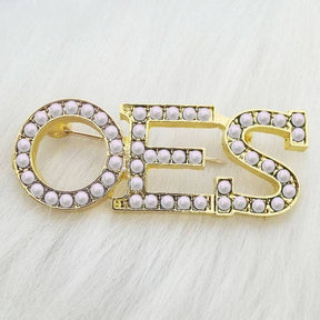 OES Brooch - Pearl Rhinestone