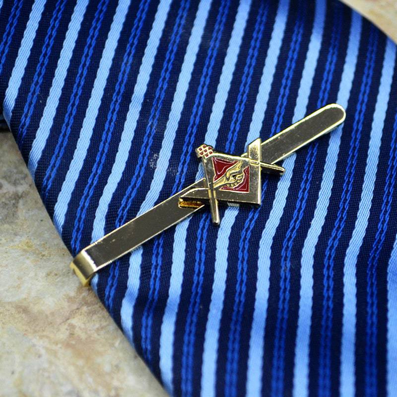 Master Mason Blue Lodge Tie Bar - Handshake Golden