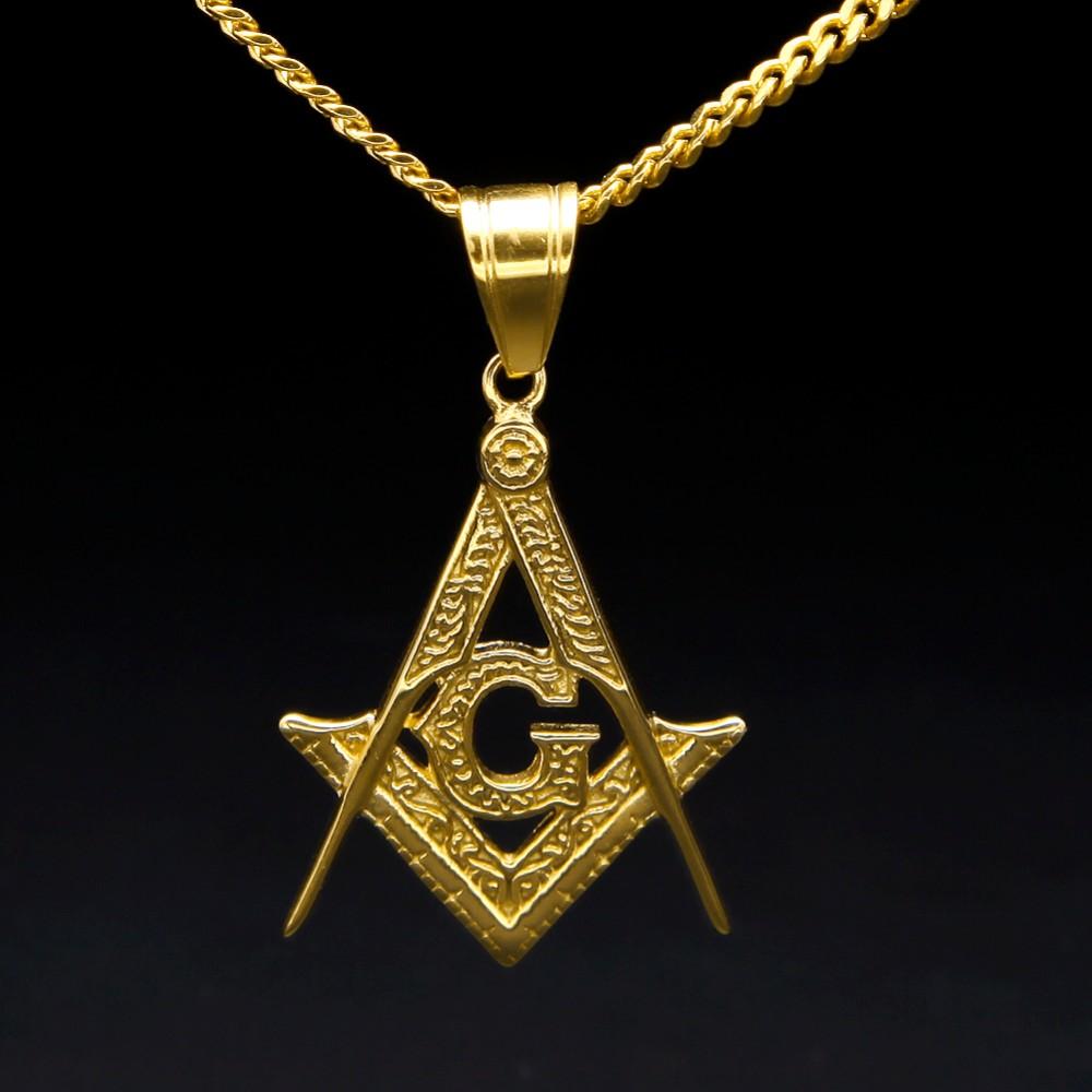 Master Mason Blue Lodge Necklace - Compass & Square G [Gold]