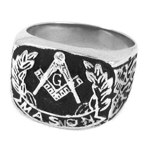 Master Mason Blue Lodge Ring - Silver Wreath Motif