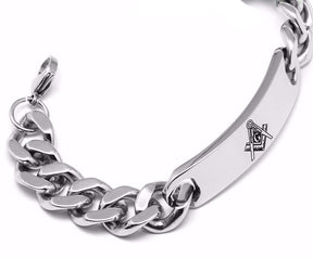 Master Mason Blue Lodge Bracelet - Silver Stainless Steel