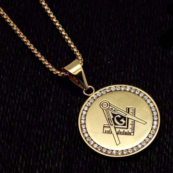 Master Mason Blue Lodge Necklace - IcedOut Gold & Silver