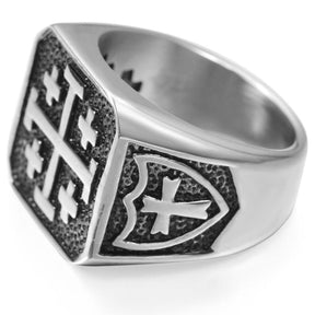 Knights Templar Commandery Ring - Jerusalem Cross Silver Color