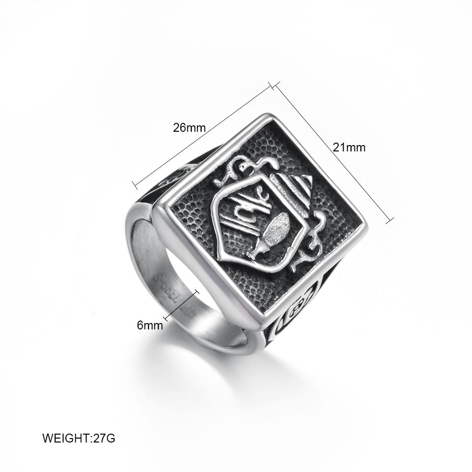 Master Mason Blue Lodge Ring - Silver Titanium Steel