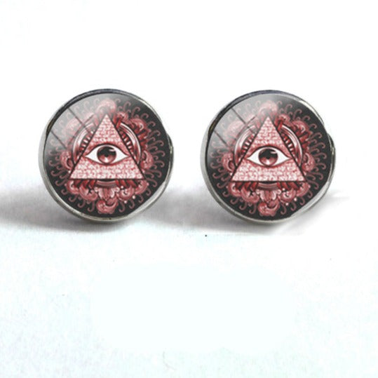 Master Mason Blue Lodge Earring - Round (Multiple Variants) - Bricks Masons