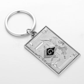 Master Mason Blue Lodge Keychain - Pillars & Tools Silver