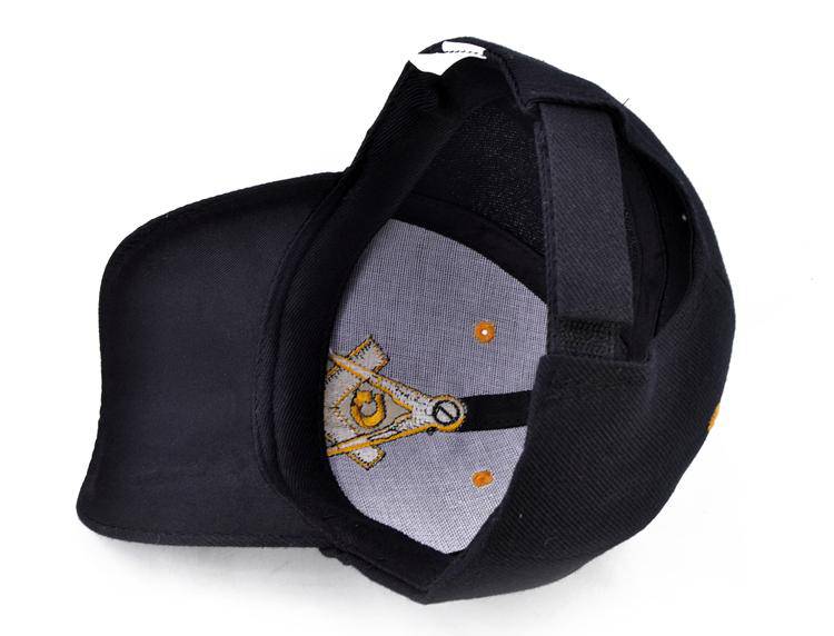 Master Mason Blue Lodge Baseball Cap - Black with Golden Embroidery