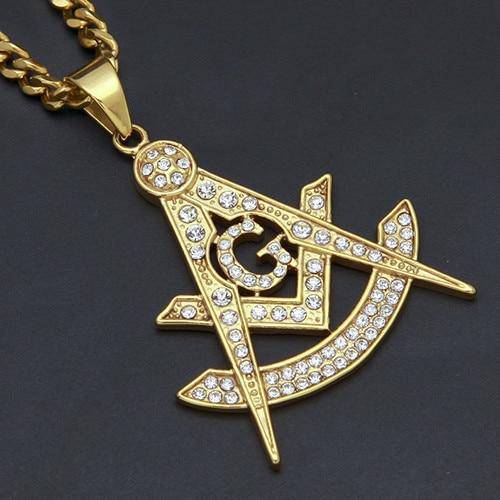 Past Master Blue Lodge Necklace - Quadrant Zirconia Rhinestone