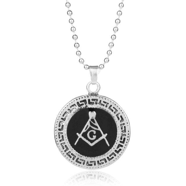 Master Mason Blue Lodge Necklace - Silver Round Motif