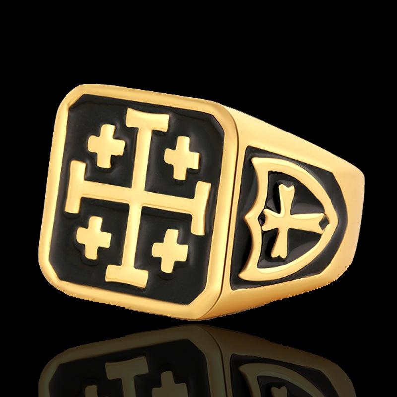 Knights Templar Commandery Ring - Jerusalem Cross Gold