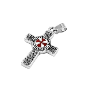 Knights Templar Commandery Necklace - Celtic Knot Red Cross Pendant