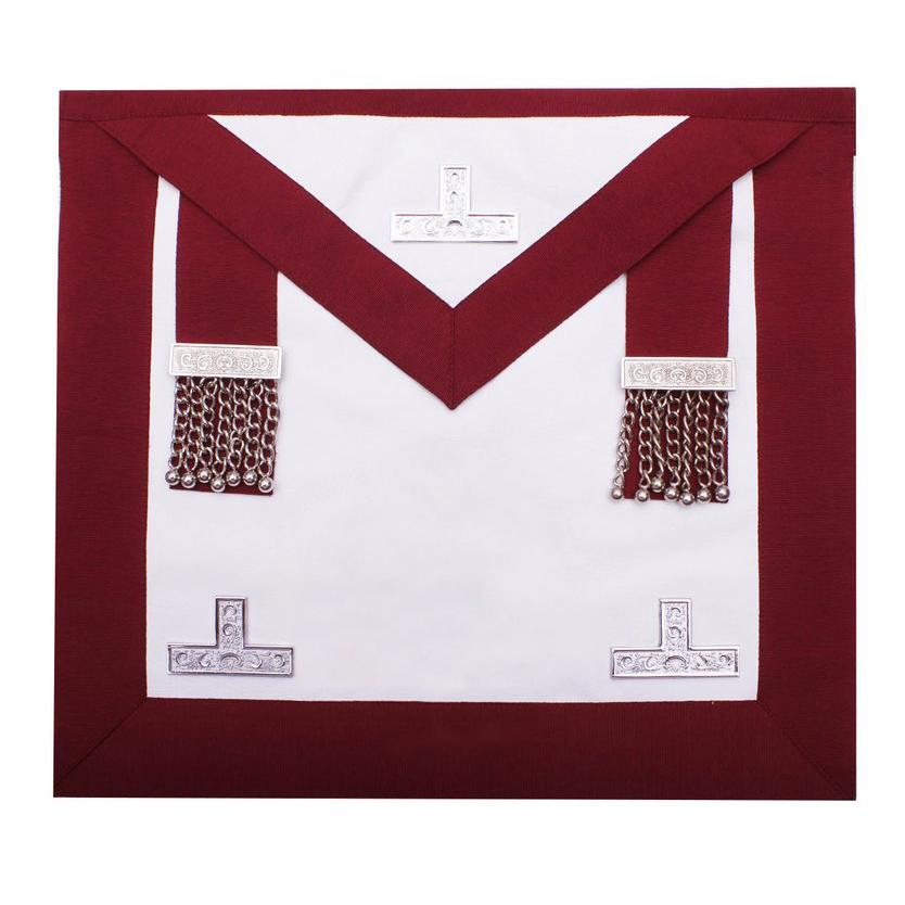 Provincial Steward Craft English Regulation Apron - Maroon Silver - Bricks Masons