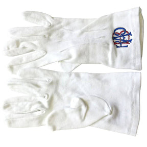 R.A.O.B. Gloves - White Cotton with Red & Blue - Bricks Masons