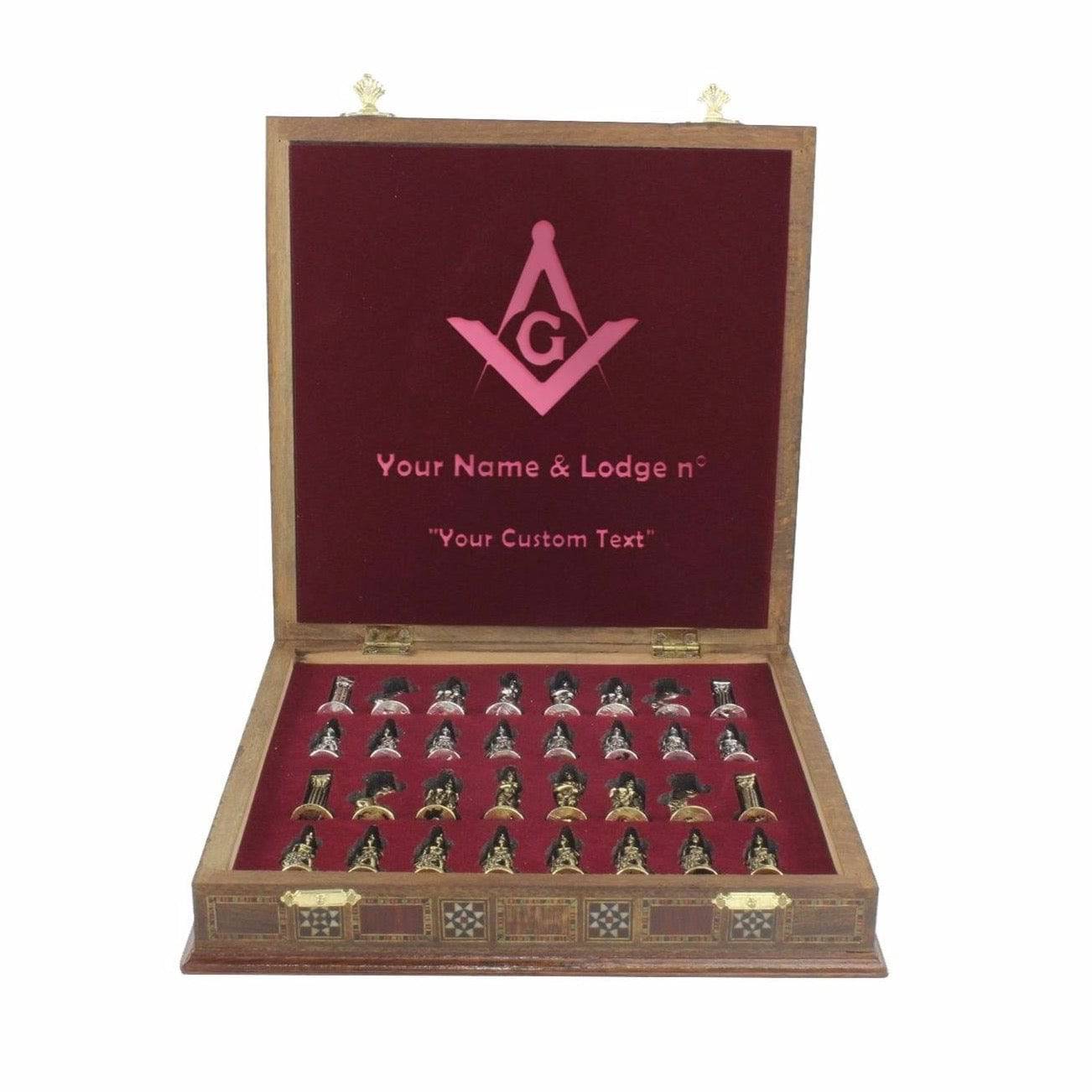 Master Mason Blue Lodge Chess Set - Hand Workmanship Patterns