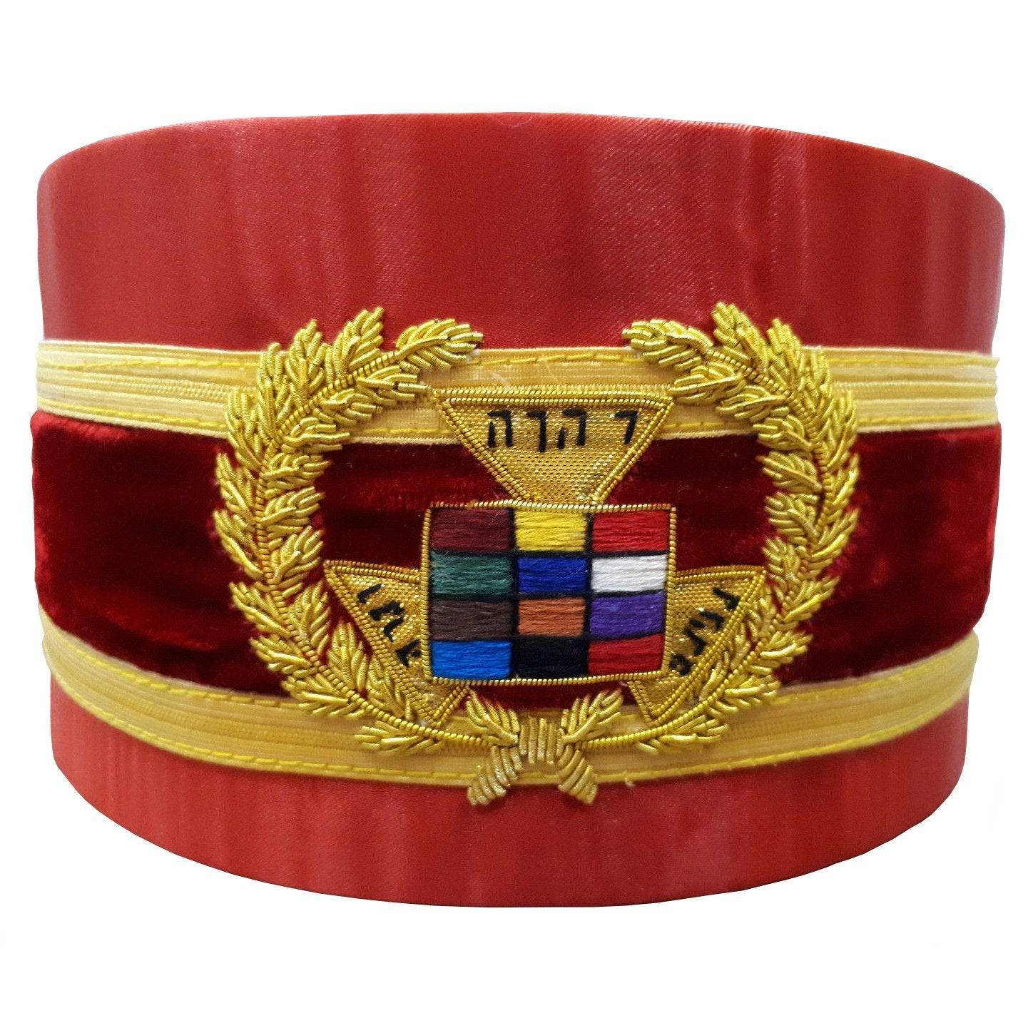 Past Grand High Priest Royal Arch Chapter Crown Cap - Red Bullion with Gold Braid and Cap Cord