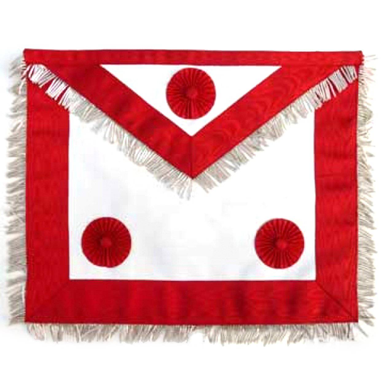 Master Mason Scottish Rite Apron - White & Red Moire with Gold Fringe