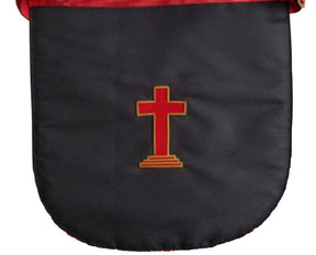 18th Degree Scottish Rite Apron - White & Red Satin with Pleated Edges