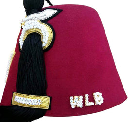Shriners Fez Hat - Hand Embroidery - Bricks Masons
