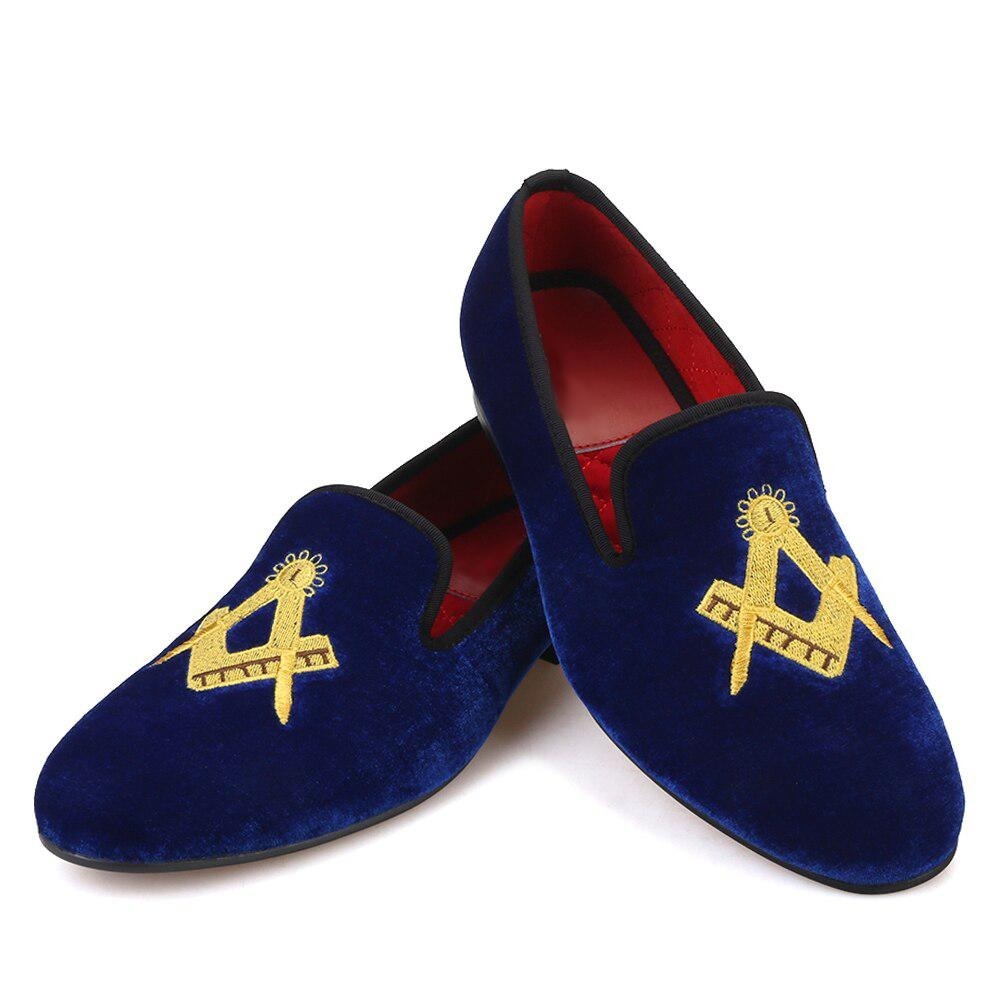 Master Mason Blue Lodge Shoe - Embroidery Square and Compass (Multiple Colors)