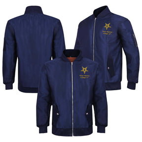 OES Jacket - Nylon Blue Color With Gold Embroidery - Bricks Masons