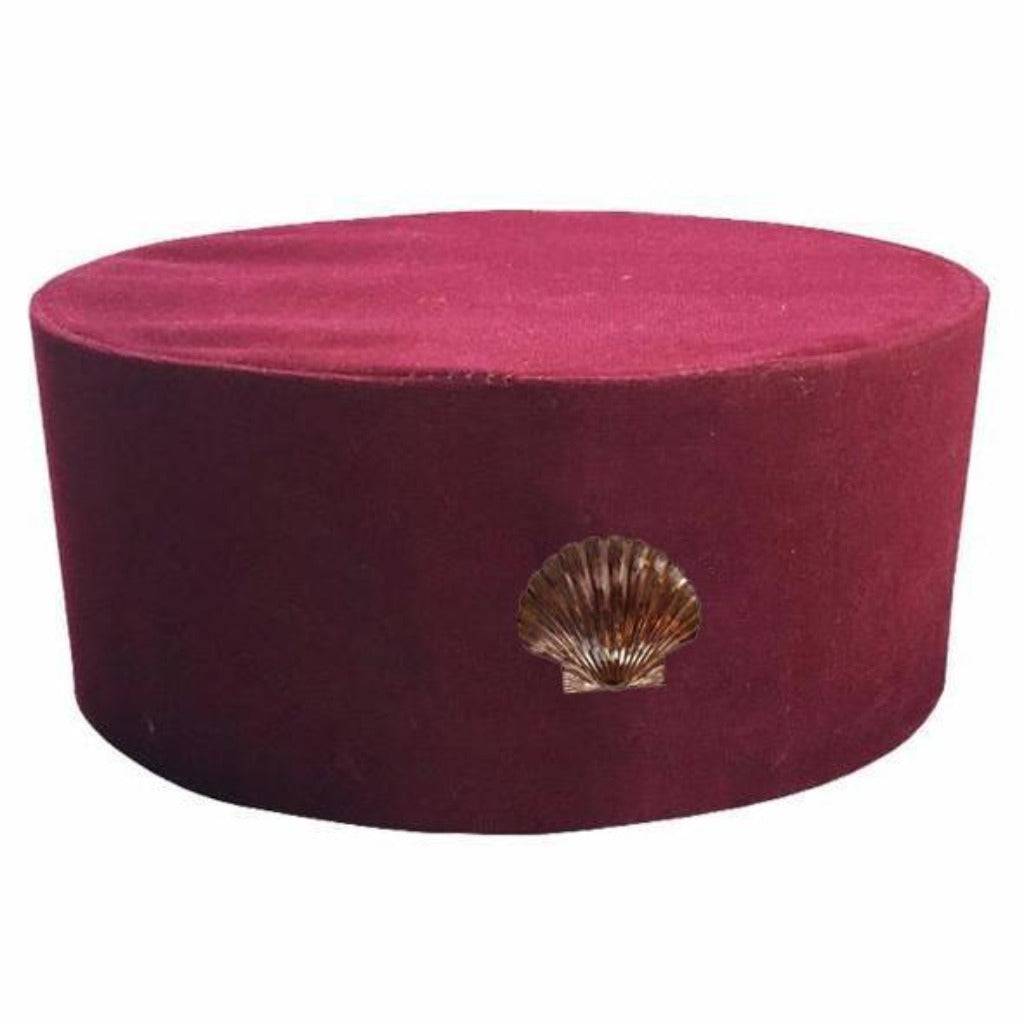St. Thomas of Acon Crown Cap - Maroon Velvet with Shell - Bricks Masons