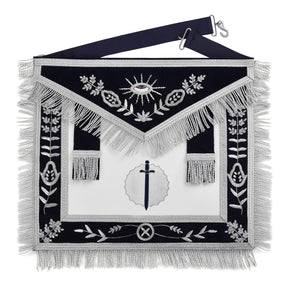 Tyler Blue Lodge Officer Apron - Blue With Silver Fringe - Bricks Masons