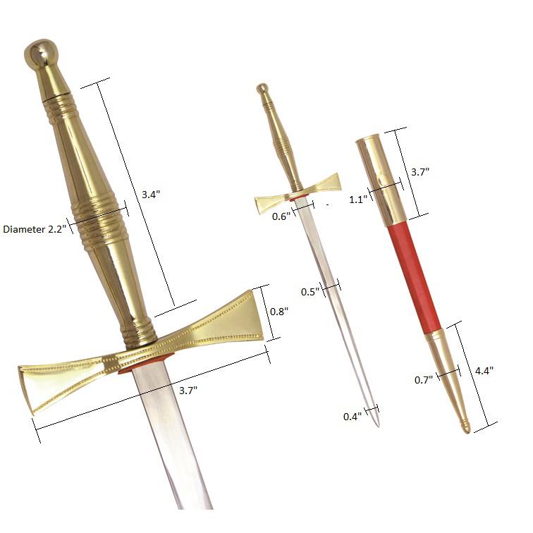 Universal Dagger - Gold Hilt and Red Scabbard - Bricks Masons