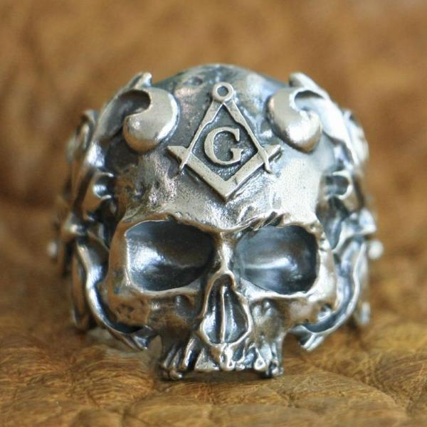 Widows Sons Ring - 925 Sterling Silver Skull - Bricks Masons