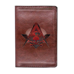 Widows Sons Wallet - Skull and Bones PU Leather Passport & Credit Card Holder (Black/Brown) - Bricks Masons