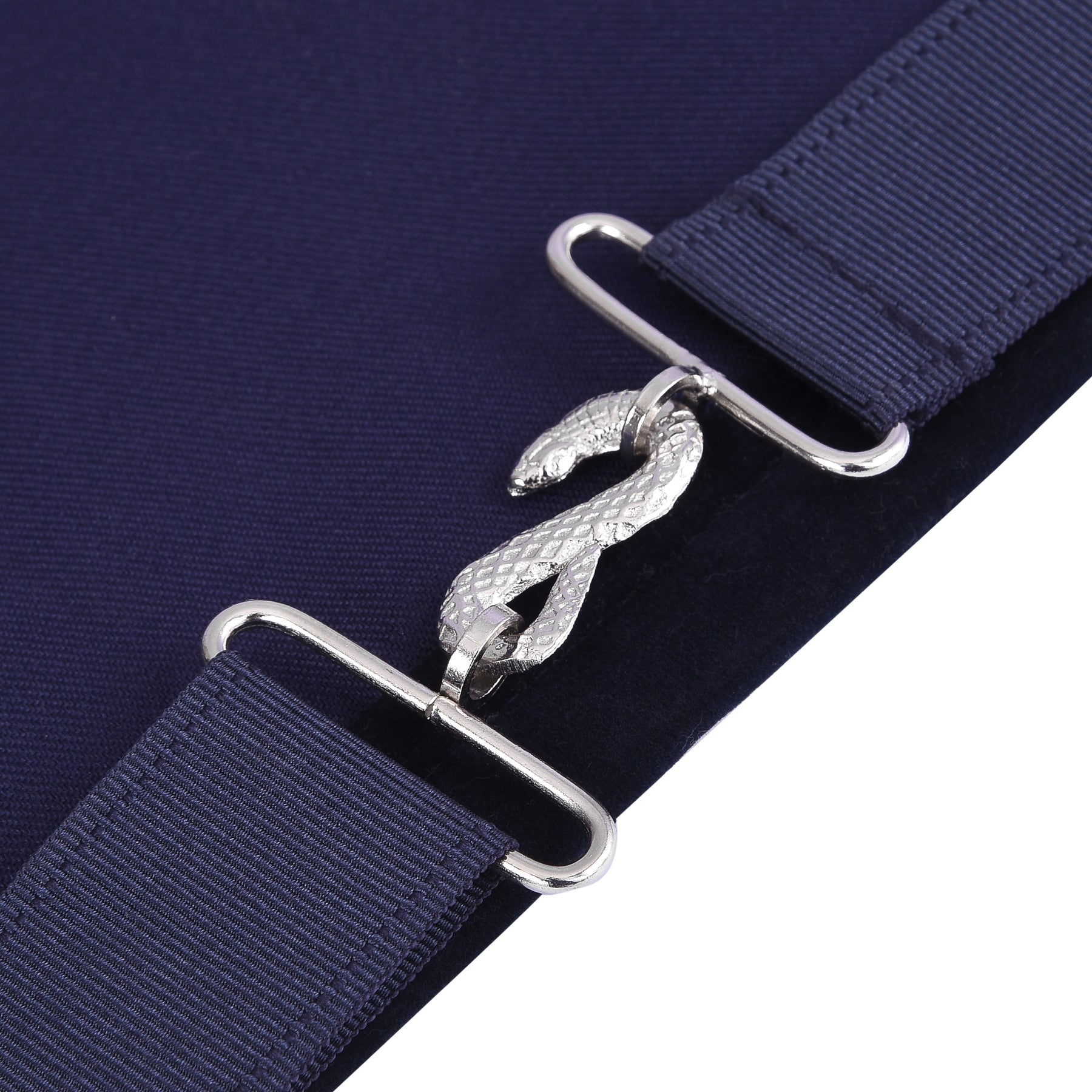 Worshipful Master Blue Lodge Officer Apron -  Navy Velvet With Silver Embroidery Thread - Bricks Masons