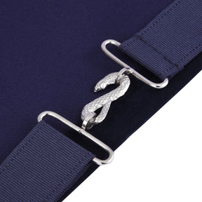 Worshipful Master Blue Lodge Officer Apron - Kenton Lodge Navy Velvet With Silver Embroidery Thread - Bricks Masons