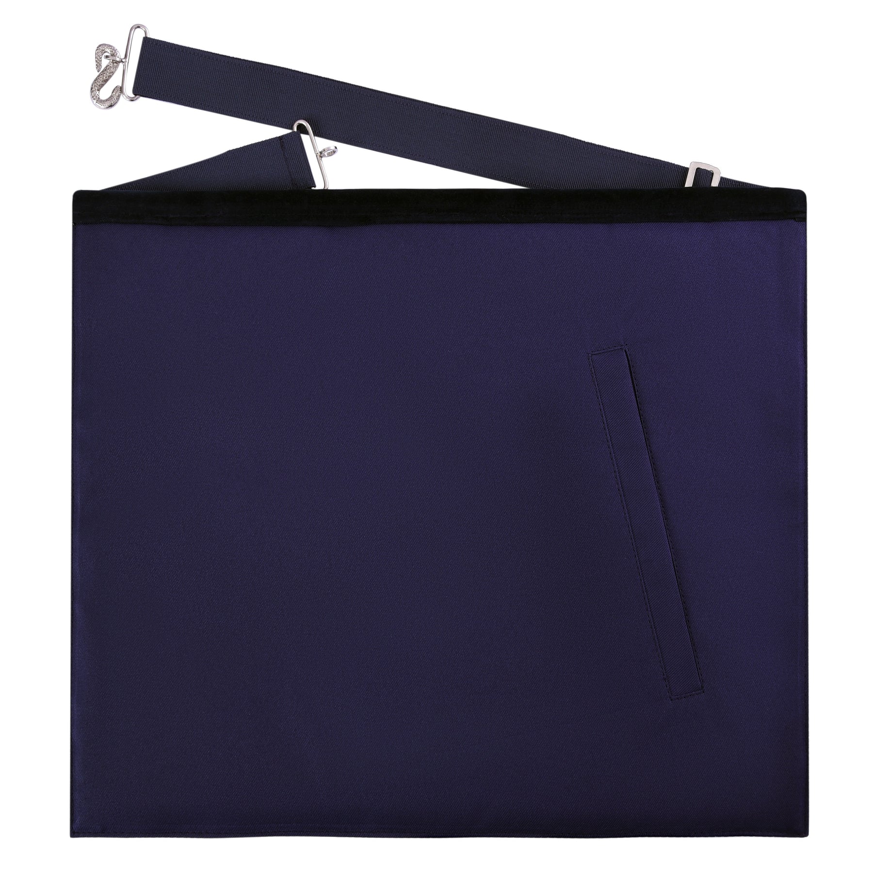 Worshipful Master Blue Lodge Officer Apron - Kenton Lodge Navy Velvet With Silver Embroidery Thread - Bricks Masons
