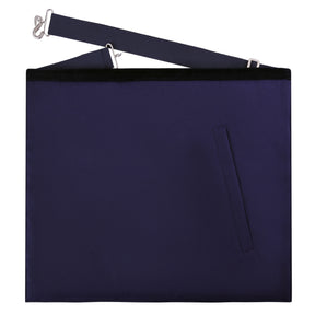 Worshipful Master Blue Lodge Officer Apron - Kenton Lodge Navy Velvet With Silver Embroidery Thread - Bricks Masons