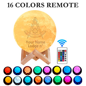 Past Master Blue Lodge California Regulation Lamp - 3D Moon Various Colors - Bricks Masons