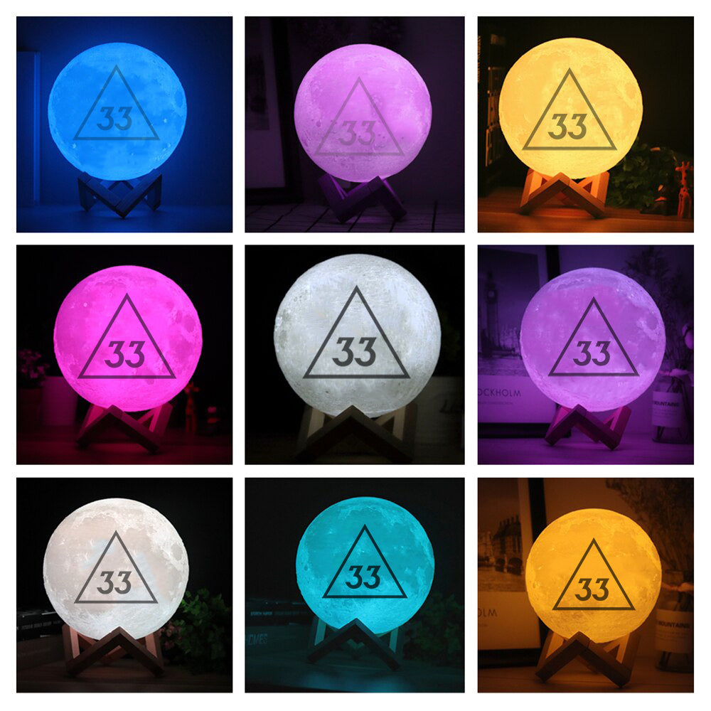 33rd Degree Scottish Rite Lamp - 3D Moon Various Colors - Bricks Masons
