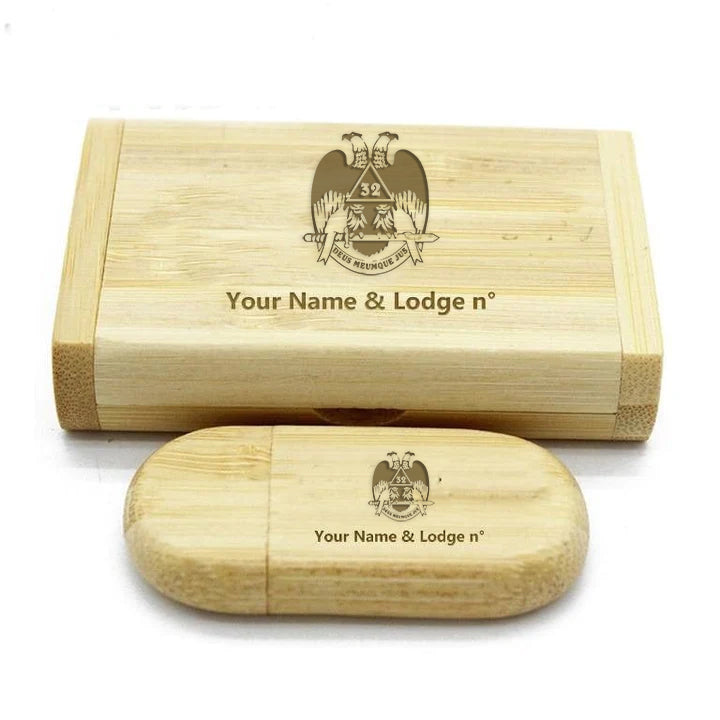 32nd Degree Scottish Rite USB Flash Drives - Wings Down Various Wood Colors - Bricks Masons