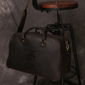 Shriners Travel Bag - (Dark Brown/Camel) - Bricks Masons