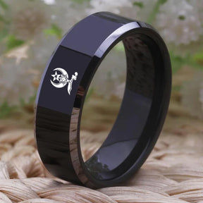 Shriners Ring - Black Tungsten Carbide - Bricks Masons