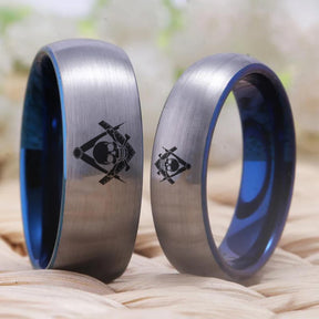 Widows Sons Ring - Silver With Blue Tungsten - Bricks Masons