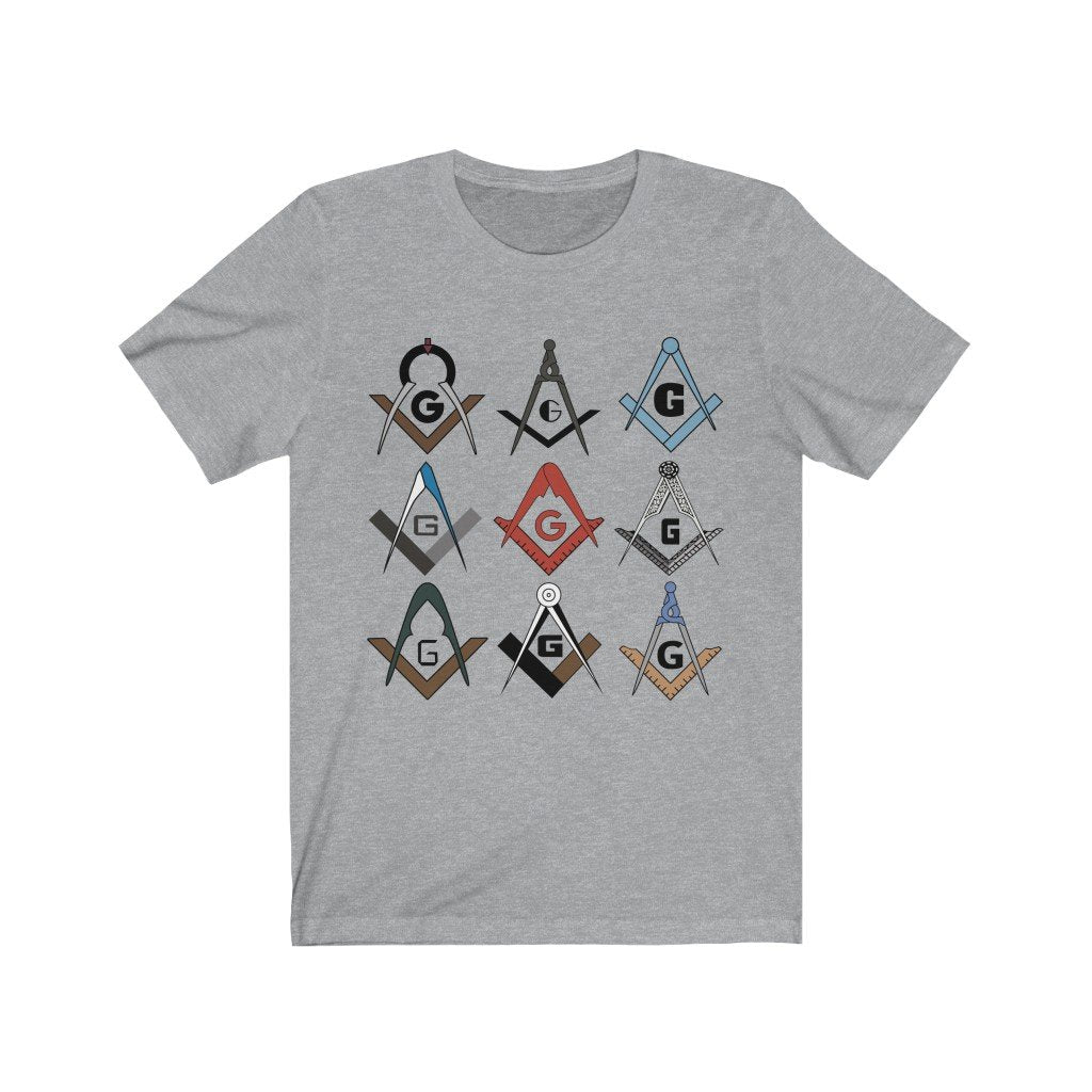 Master Mason Blue Lodge T-Shirt - Square & Compass G 4 Colors - Bricks Masons