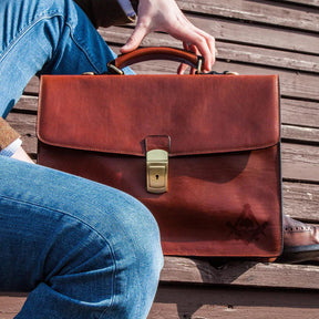 Widows Sons Briefcase - Brown Leather - Bricks Masons