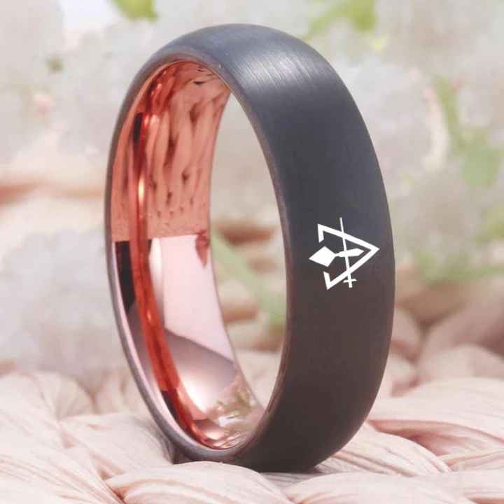 Council  Ring - Gunmetal With Rose Gold Tungsten - Bricks Masons