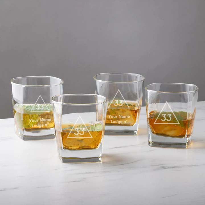 33rd Degree Scottish Rite Whiskey Glass - 1 Piece - Bricks Masons