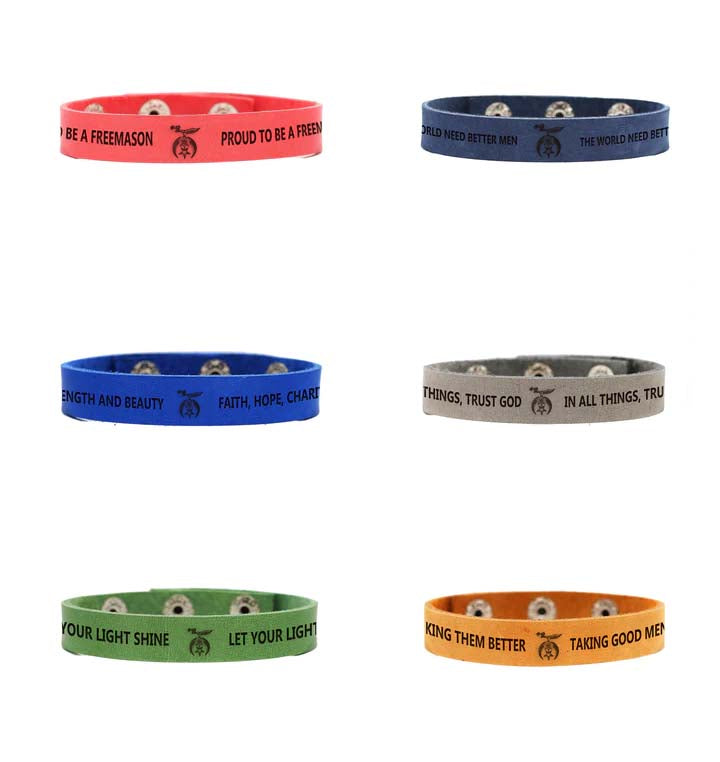 Shriners Bracelet - Various Leather Colors - Bricks Masons