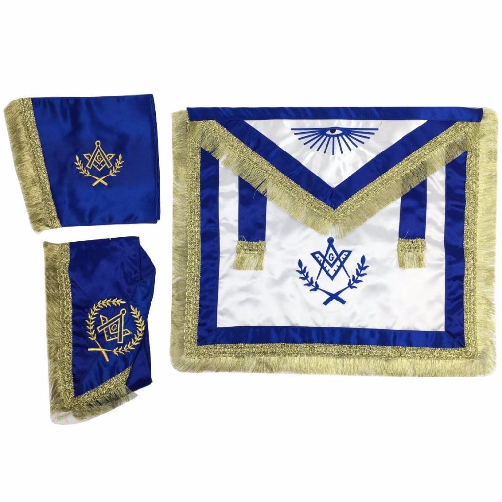 Master Mason Blue Lodge Regalia Set - Royal Blue & Gold Satin - Bricks Masons