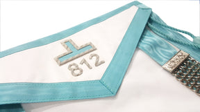 Past Master Blue Lodge Pennsylvania Regulation Apron - Sky Blue Hand Embroidery - Bricks Masons