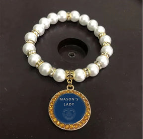 Grand Master Blue Lodge Bracelet - Gold and White - Bricks Masons