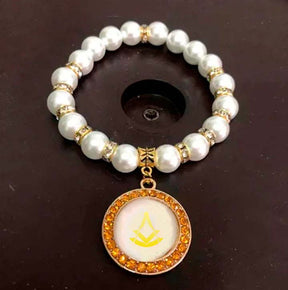 Past Master Blue Lodge Bracelet - Gold and White - Bricks Masons